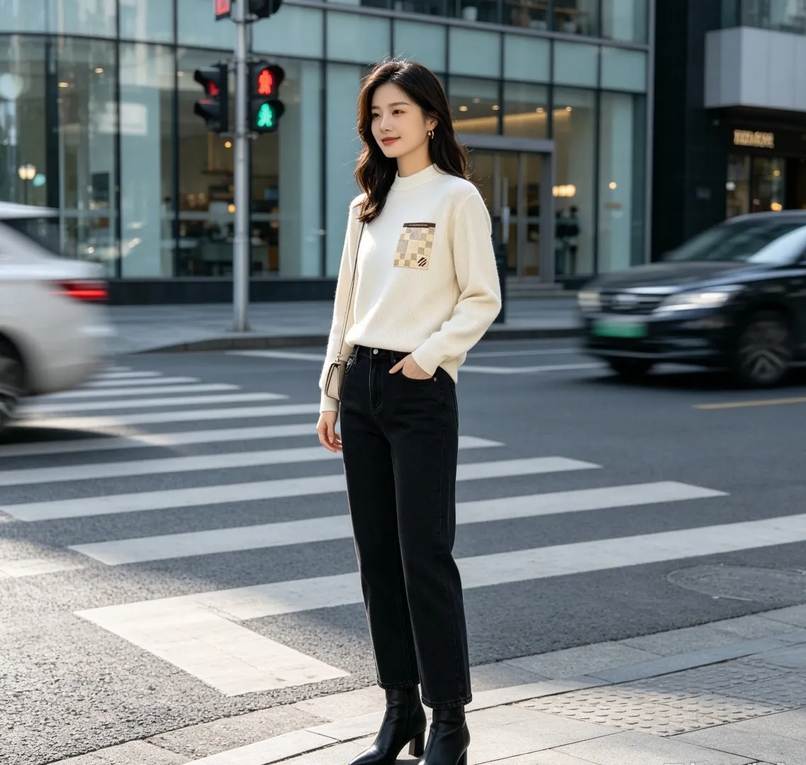 Louis Vuitton/Louis Vuitton checkered fake pocket crewneck sweater